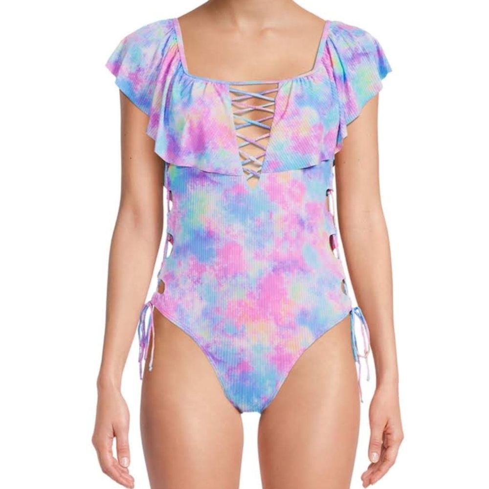 Colorful Ruffle Swimsuit - Picture 2 of 3